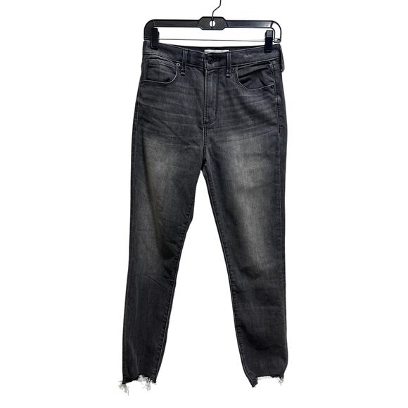 Abercrombie & Fitch The Super Skinny Ankle High Rise Jeans 28/6R Black Denim Raw - Picture 1 of 8